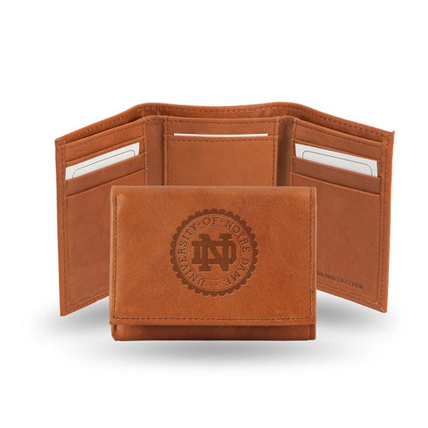 Notre Dame Fighting Irish  Tri-Fold Wallet (Pecan Cowhide)