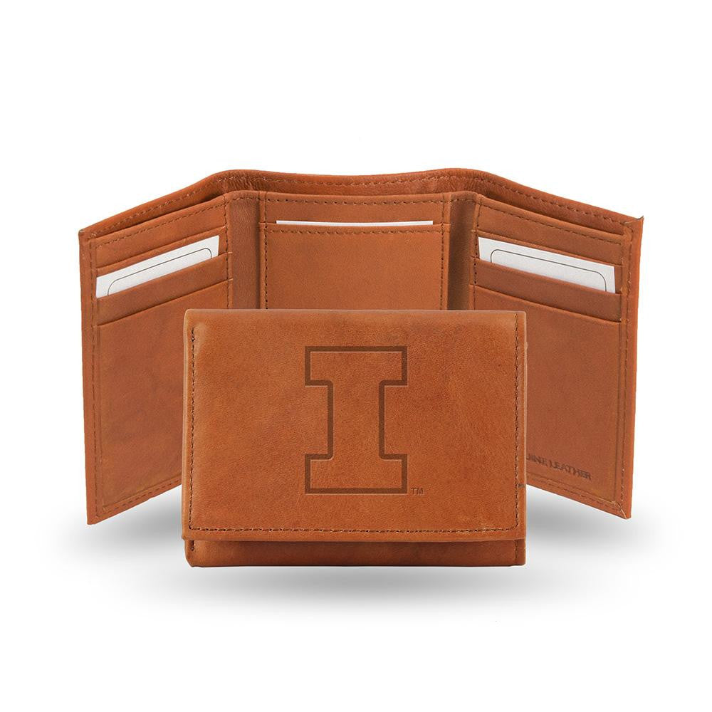 Illinois Fighting Illini  Tri-Fold Wallet (Pecan Cowhide)