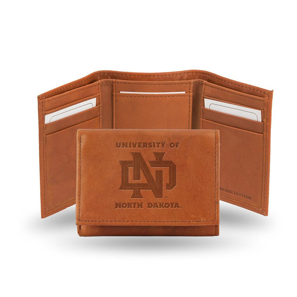 North Dakota Fighting Sioux  Tri-Fold Wallet (Pecan Cowhide)