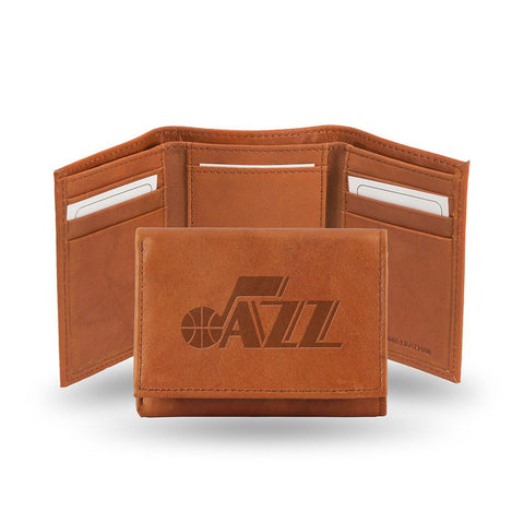 Utah Jazz  Tri-Fold Wallet (Pecan Cowhide)