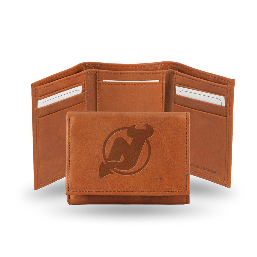 New Jersey Devils  Tri-Fold Wallet (Pecan Cowhide)