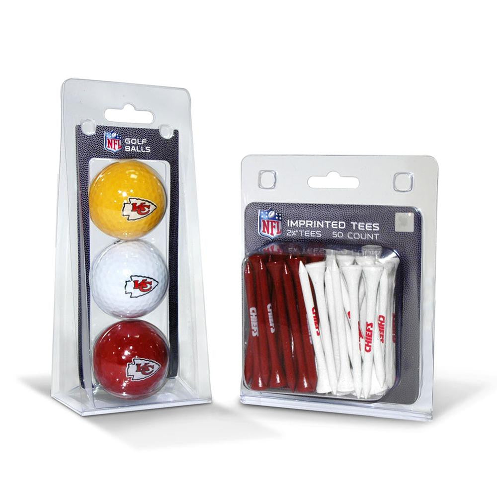 Kansas City Chiefs NFL 3 Ball Pack and 50 Tee Pack