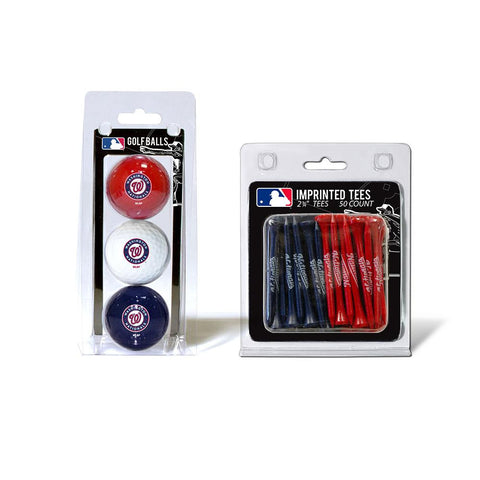 Washington Nationals MLB 3 Ball Pack and 50 Tee Pack