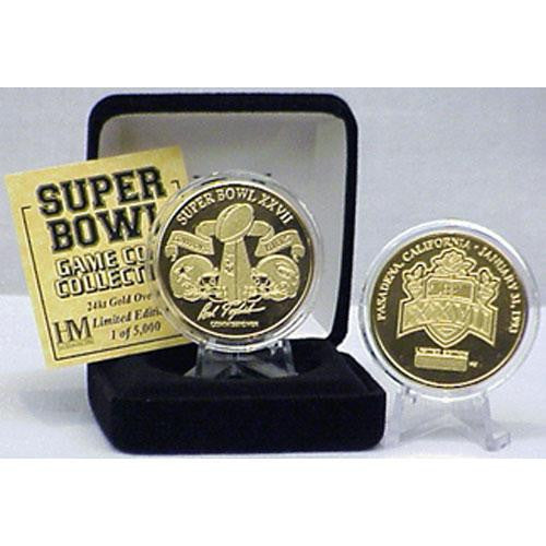 24kt Gold Super Bowl XXVII flip coin