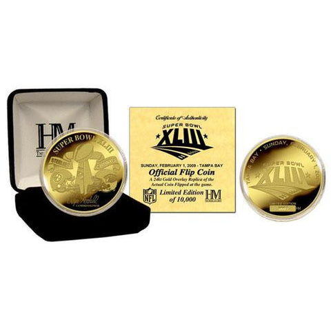 Super Bowl XLIII Steelers v. Cardinals 24kt Gold Flip Coin