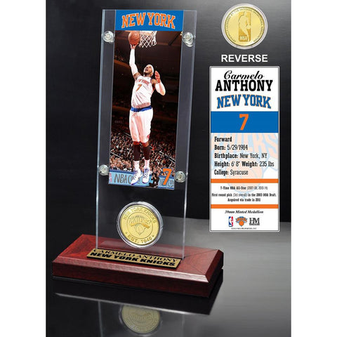 Carmelo Anthony Ticket & Bronze Coin Acrylic Desk Top