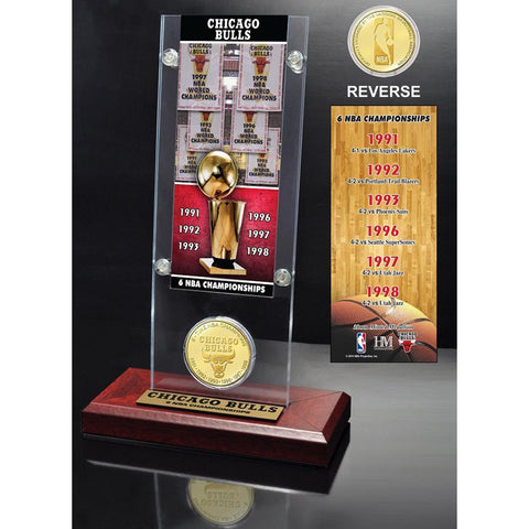 Chicago Bulls 6-time NBA Champions Ticket & Bronze Coin Acrylic Desk Top