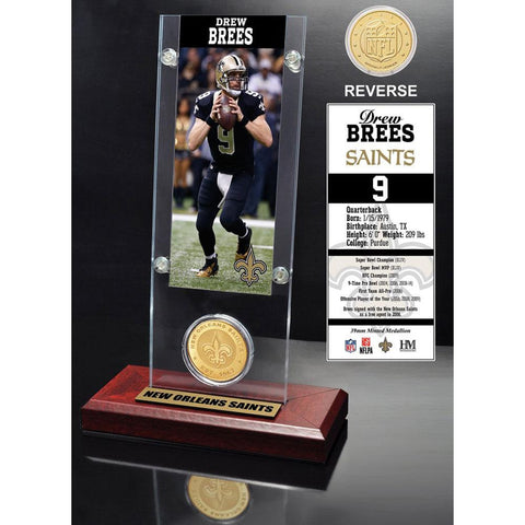 Drew Brees Ticket & Bronze Coin Acrylic Desk Top