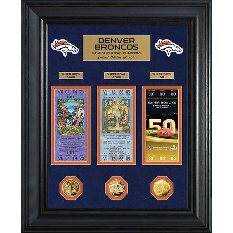 Denver Broncos 3-Time Super Bowl Champions Deluxe Gold Coin & Commemorative Collection