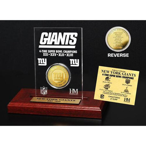 New York Giants 4-Time Champions 24KT Gold Etched Acrylic