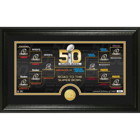 Road to Super Bowl 50 Bronze Coin Panoramic Photo Mint