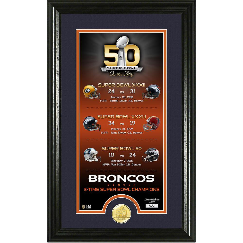 Denver Broncos Super Bowl 50th Anniversary Bronze Coin Supreme Photo Mint