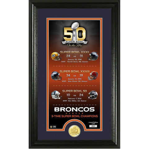 Denver Broncos Super Bowl 50th Anniversary Bronze Coin Supreme Photo Mint