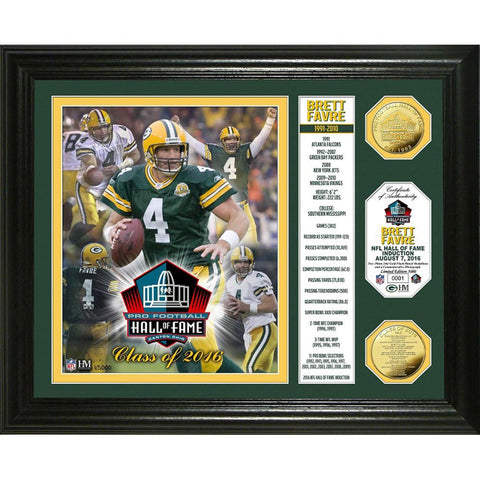 Brett Favre 2016 Pro Football HOF Induction Banner Gold Coin Photo Mint