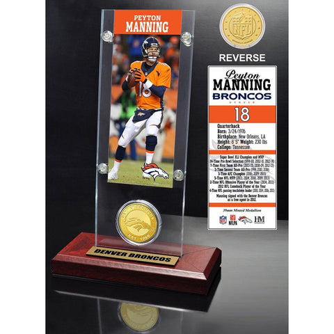 Peyton Manning Ticket & Bronze Coin Acrylic Desk Top