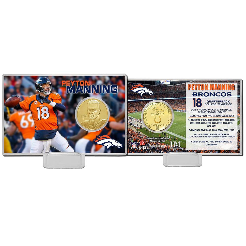 Peyton Manning Broncos Career Bronze Coin Card