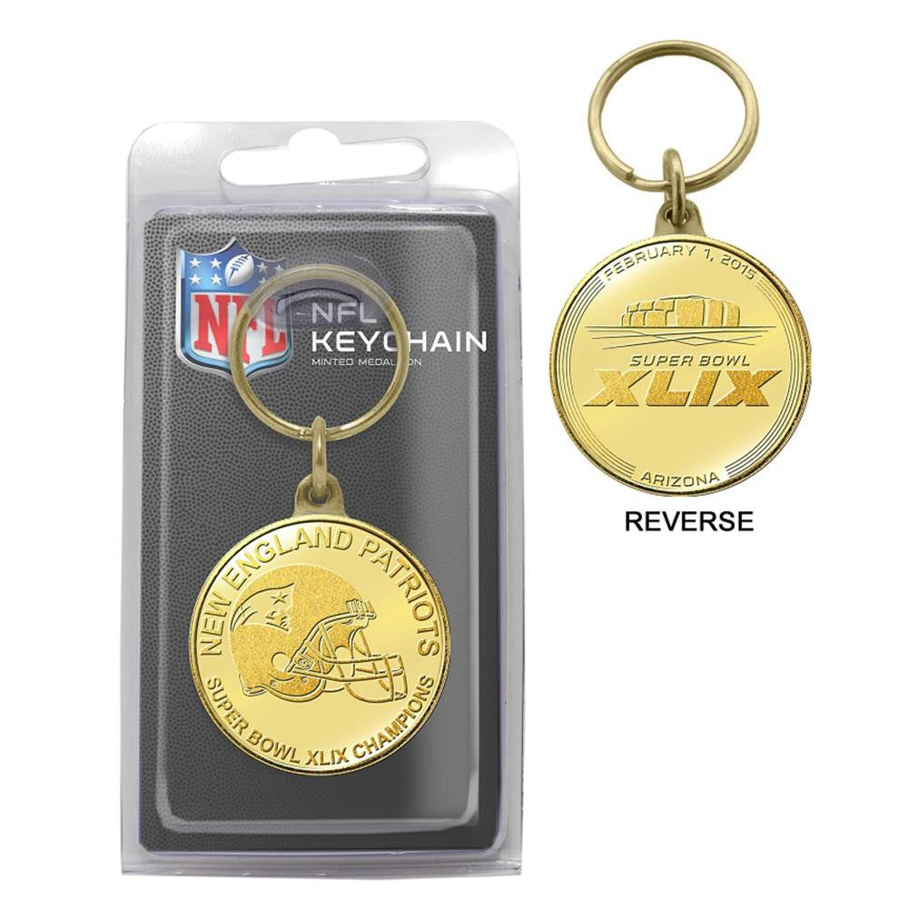 New England Patriots Super Bowl XLIX Champions Bronze Coin Keychain