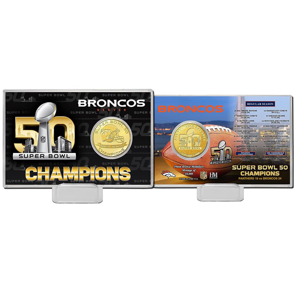 Denver Broncos Super Bowl 50 Champions Bronze Coin Card