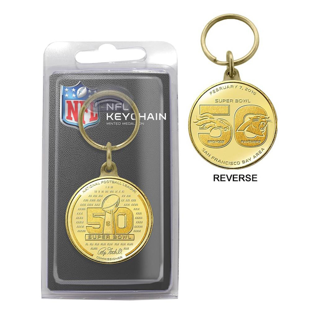 Super Bowl 50 Bronze Flip Coin Keychain