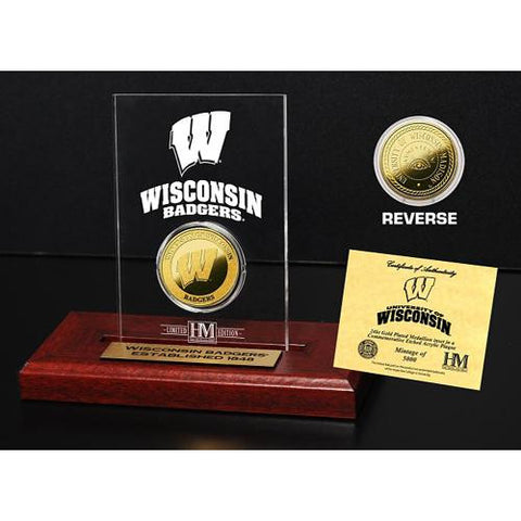 University of Wisconsin 24KT Gold Coin Etched Acrylic