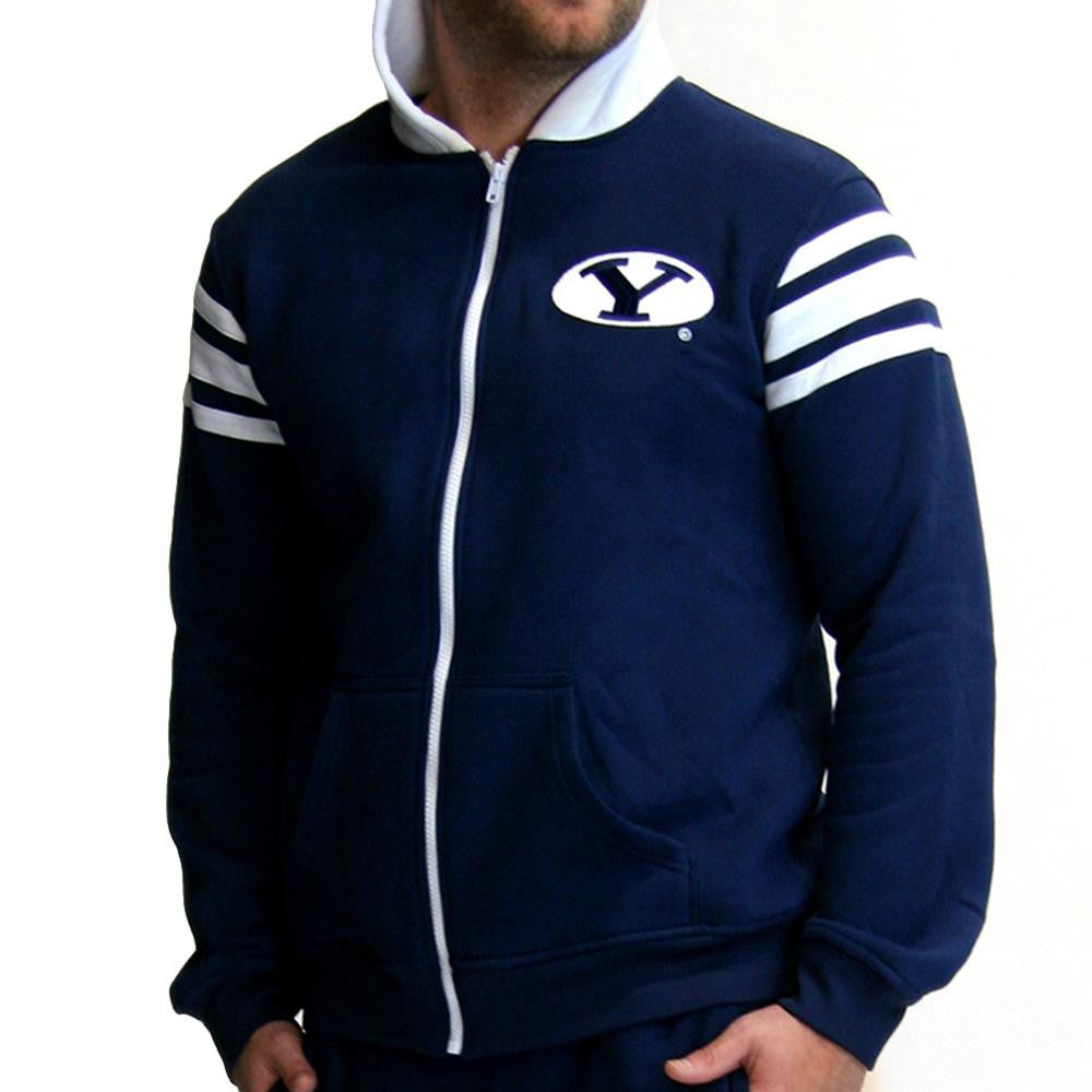 Brigham Young Cougars NCAA Mens Full-Zip Hoddie (Navy Blue)