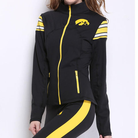 Iowa Hawkeyes NCAA Womens Yoga Jacket (Black)