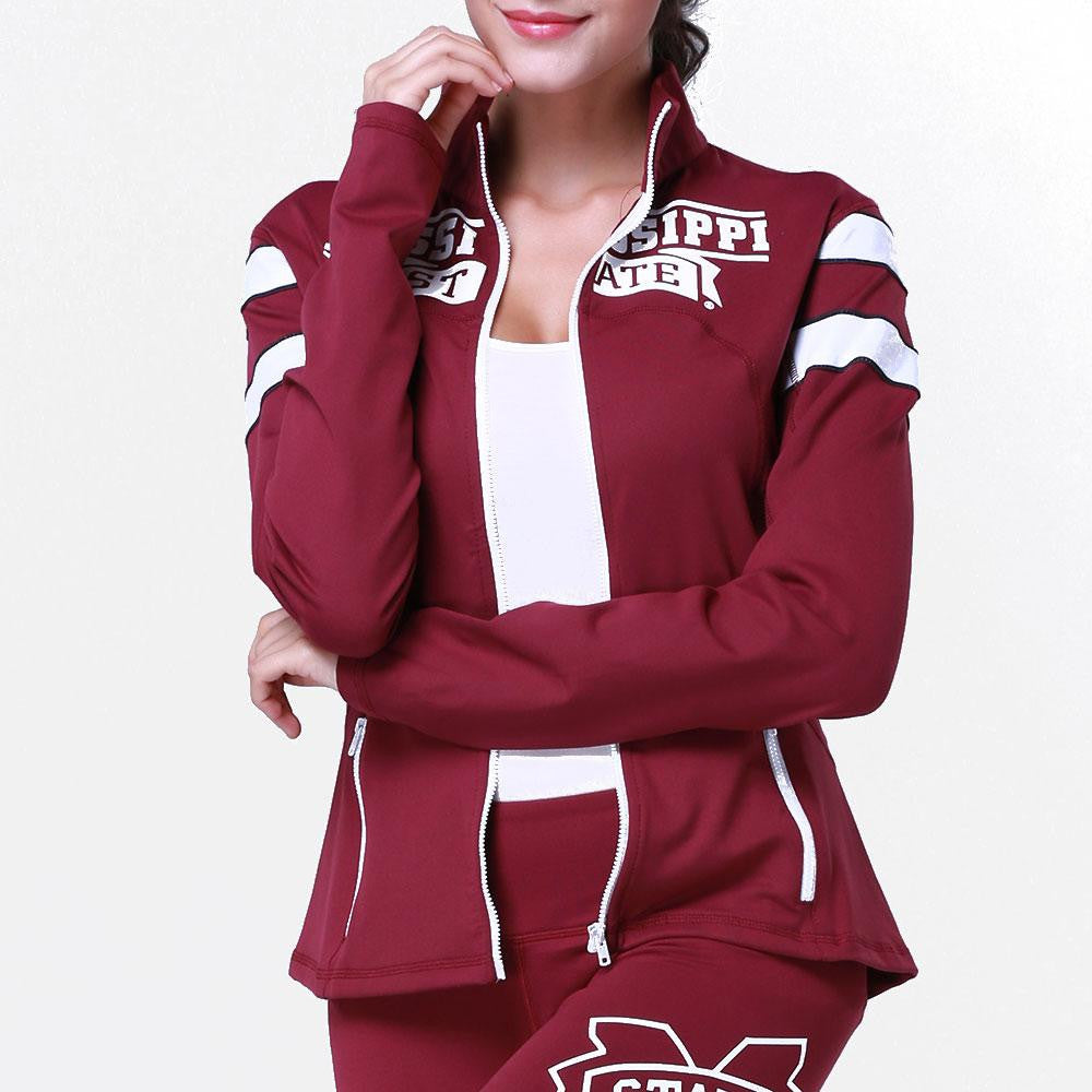 Mississippi State Bulldogs NCAA Womens Yoga Jacket (Maroon) (X-Small)