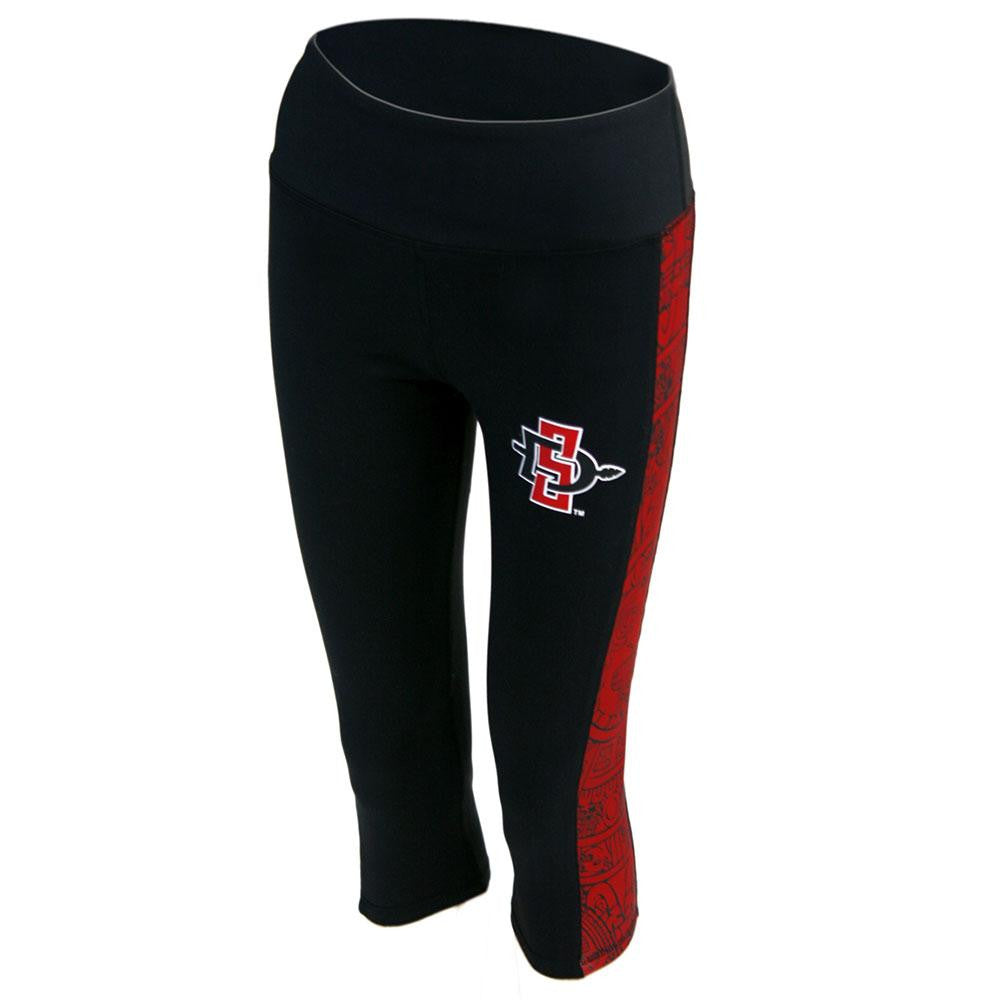 San Diego State Aztecs NCAA Womens Yoga Pant (Aztec Calendar) (Black) (Large)