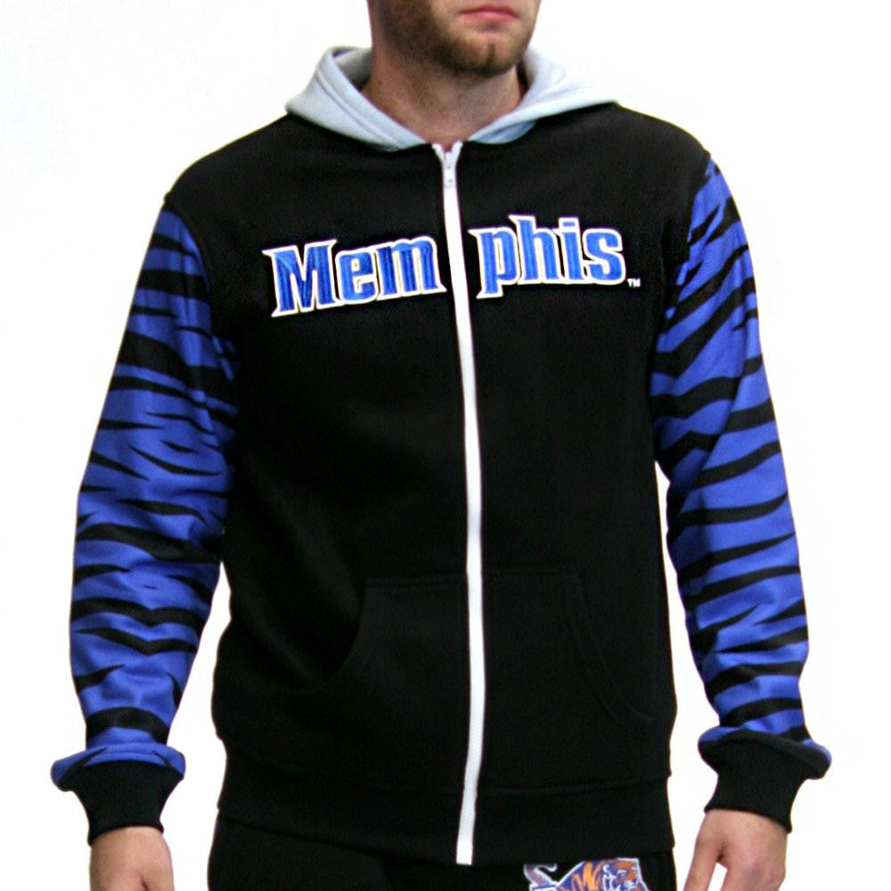 Memphis Tigers NCAA Mens Full-Zip Hoddie (Black) (Large)