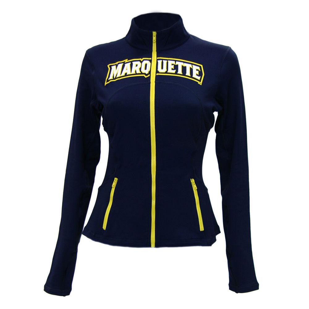 Marquette Golden Eagles NCAA Womens Yoga Jacket (Navy Blue) (Medium)