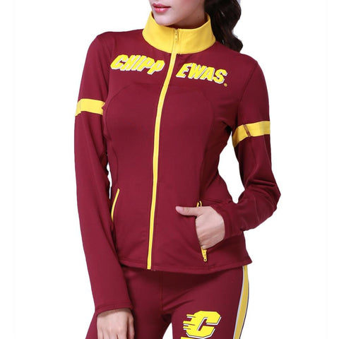 Central Michigan Chippewas NCAA Womens Yoga Jacket (Maroon)