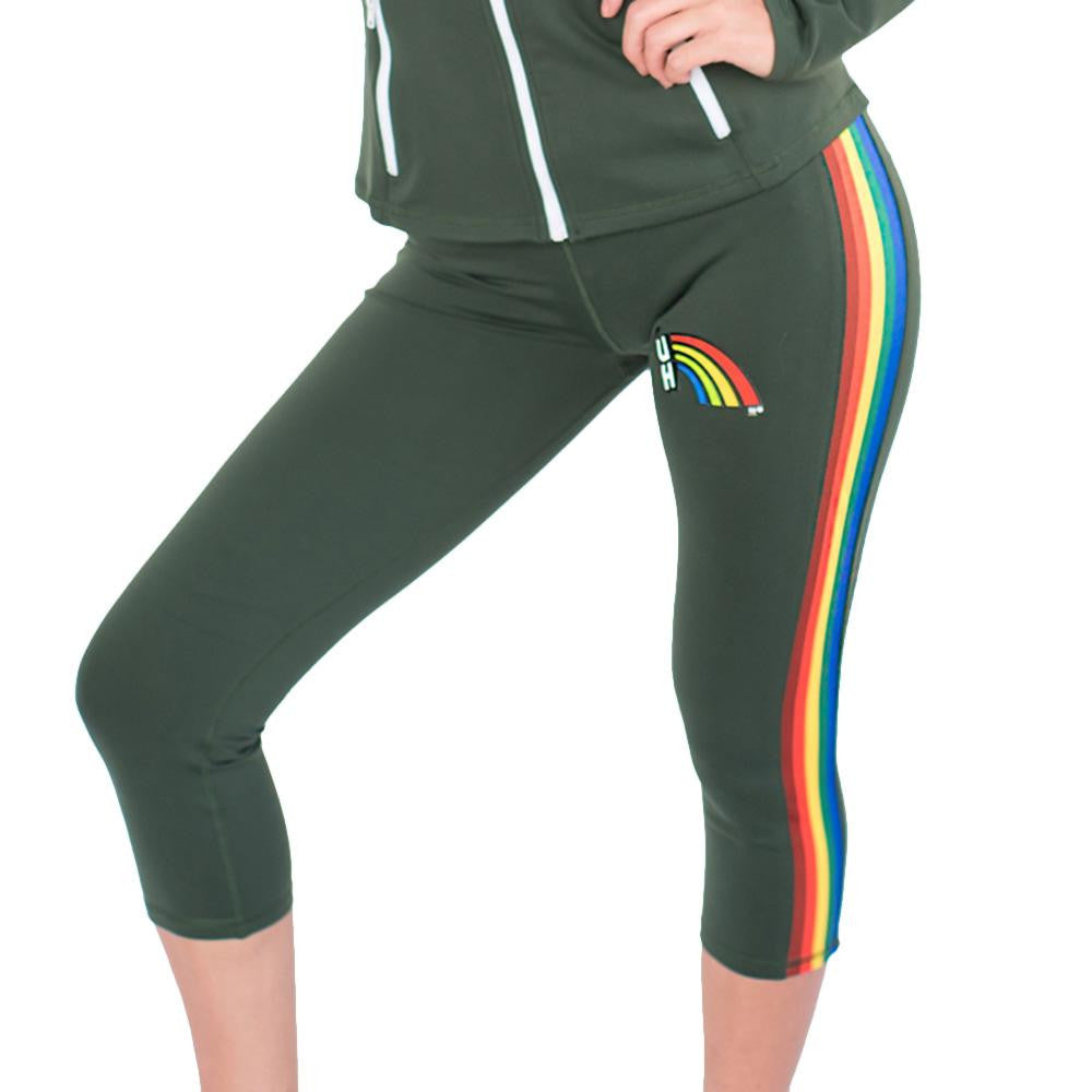 Hawaii Rainbow Warriors NCAA Womens Yoga Pant (Rainbow) (Green) (Large)