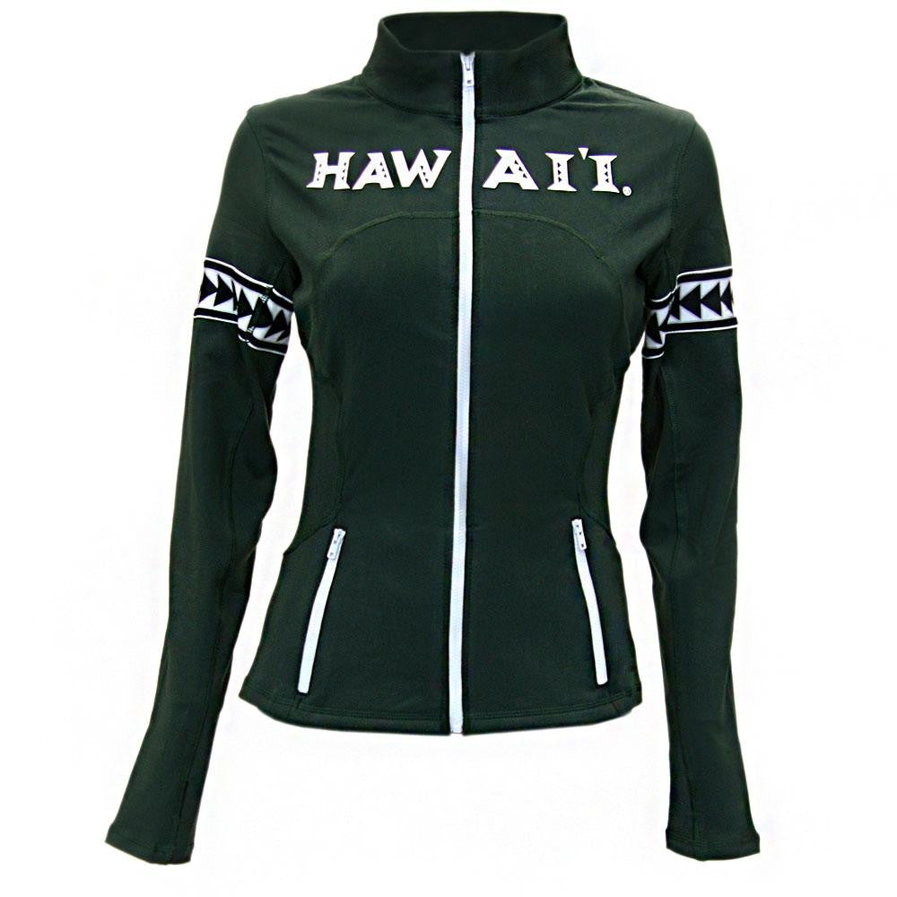 Hawaii Rainbow Warriors NCAA Womens Yoga Jacket (Green) (Medium)