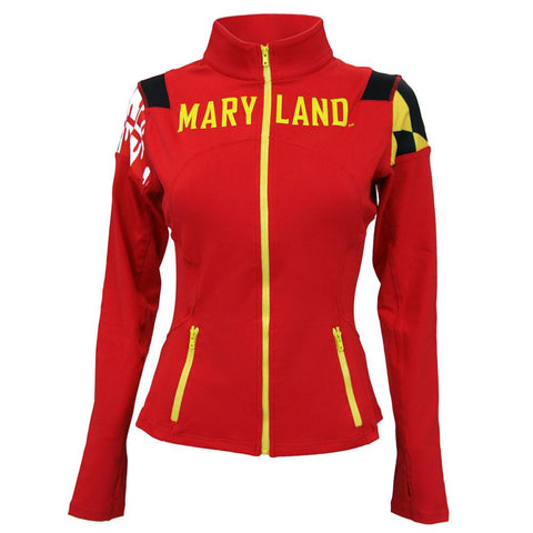 Maryland Terps NCAA Womens Yoga Jacket (Red) (X-Small)