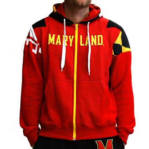 Maryland Terps NCAA Mens Full-Zip Hoddie (Red) (X-Small)