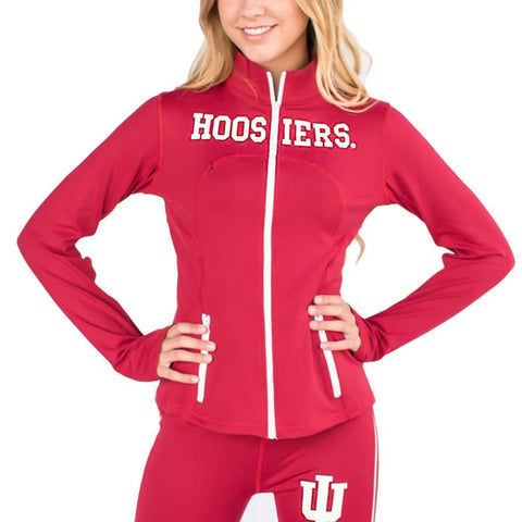 Indiana Hoosiers NCAA Womens Yoga Jacket (Red) (Medium)