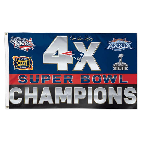 New England Patriots NFL 4x Super Bowl Champs Commemorative 3ftx5ft Deluxe Flag