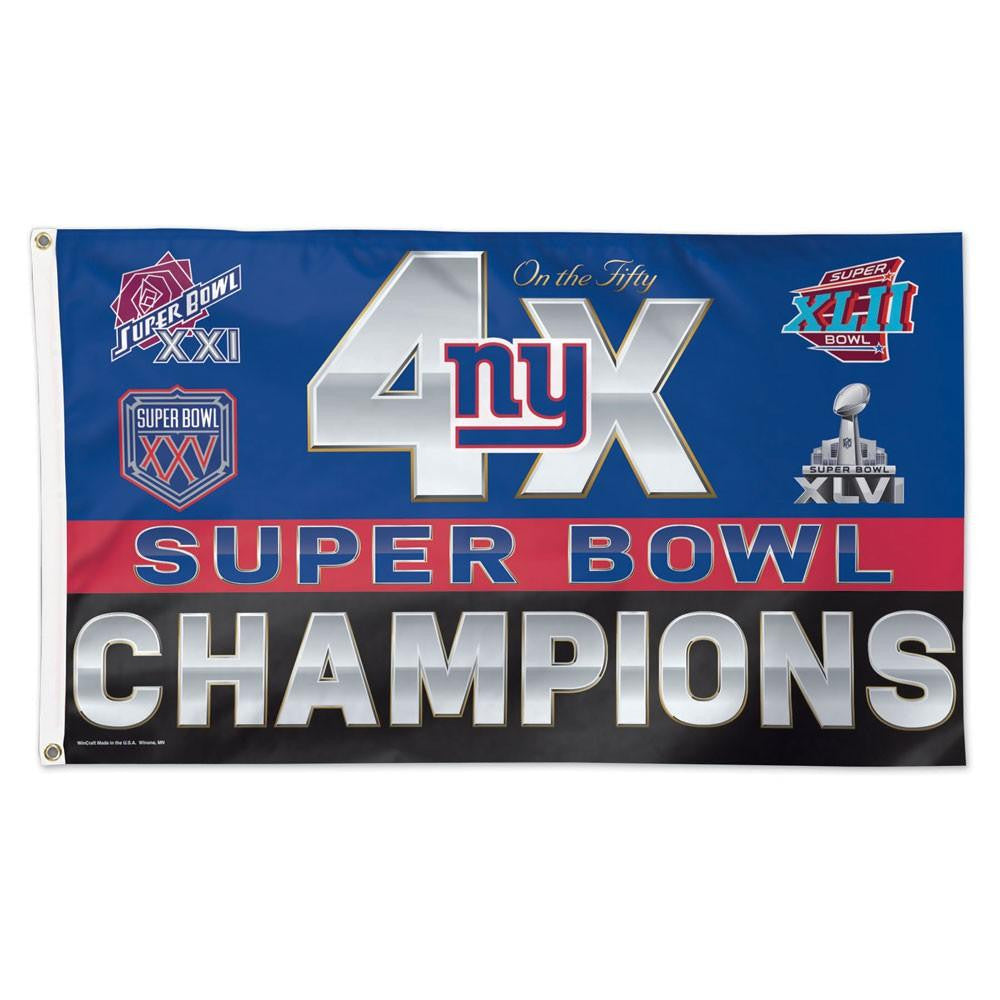 New York Giants NFL 4x Super Bowl Champs Commemorative 3ftx5ft Deluxe Flag