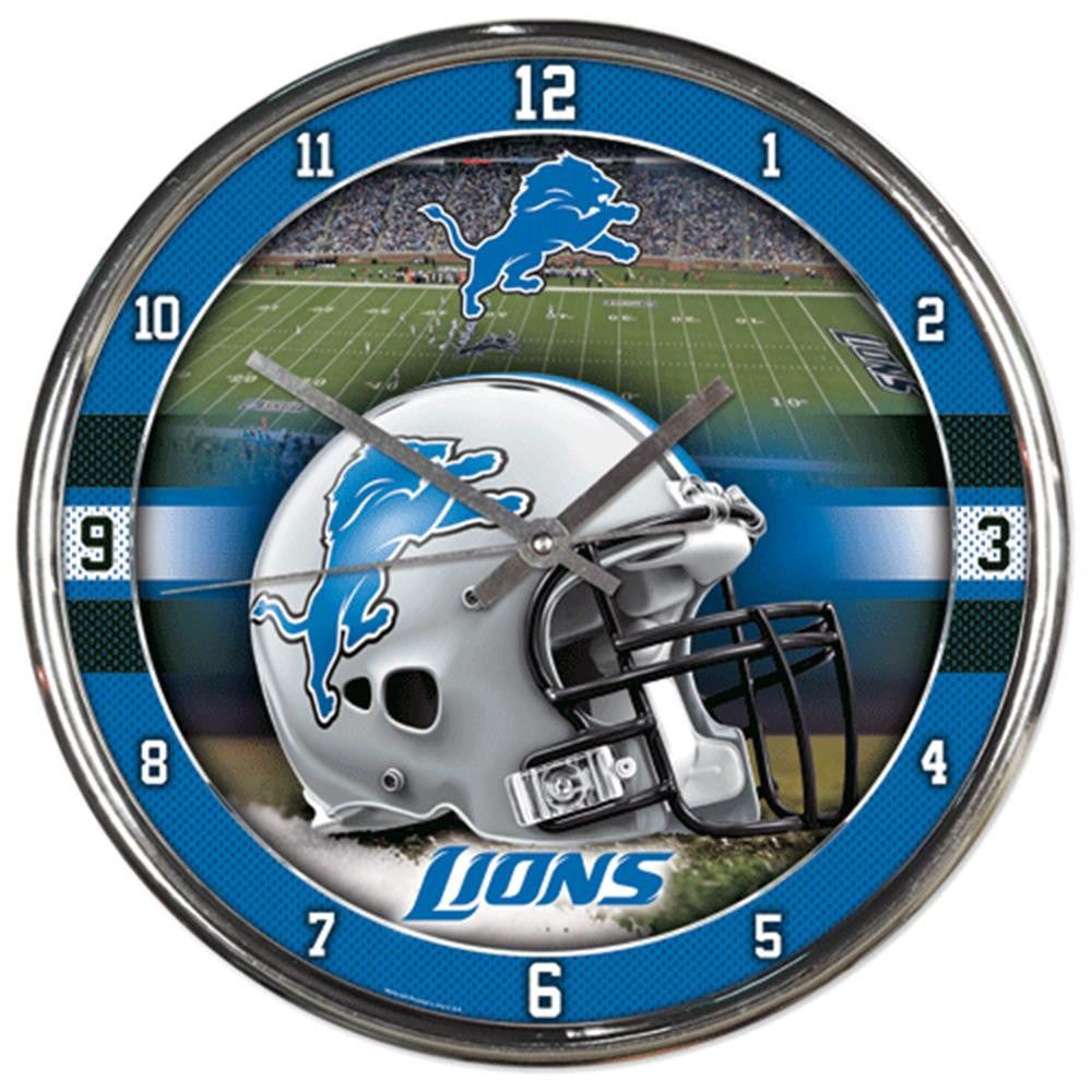 Detroit Lions NFL Chrome Round Clock