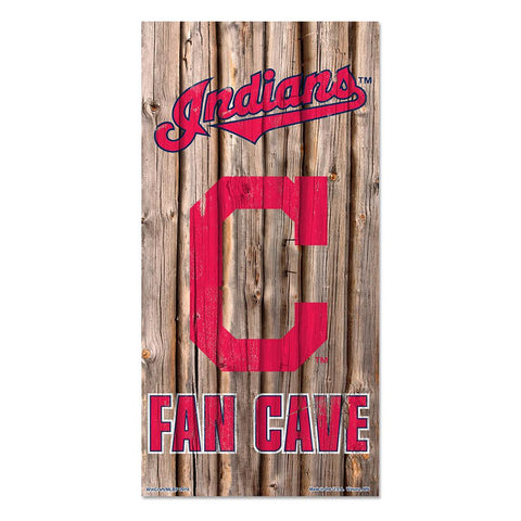 Cleveland Indians MLB Fan Cave Retro Wood Sign (6in x12 in)