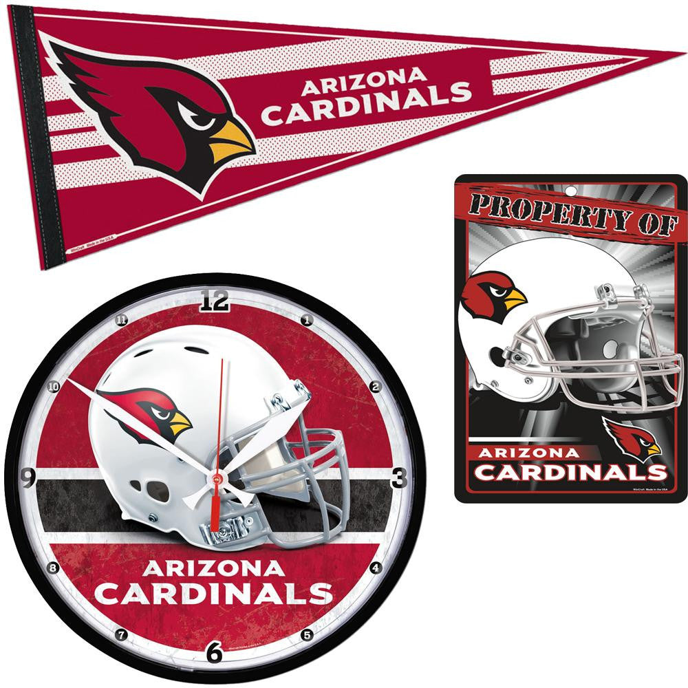 "Arizona Cardinals NFL Ultimate Clock, Pennant and Wall Sign Gift Set"