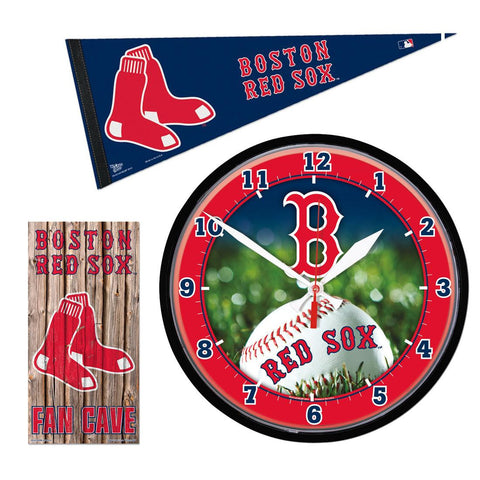 "Boston Red Sox MLB Ultimate Clock, Pennant and Wall Sign Gift Set"