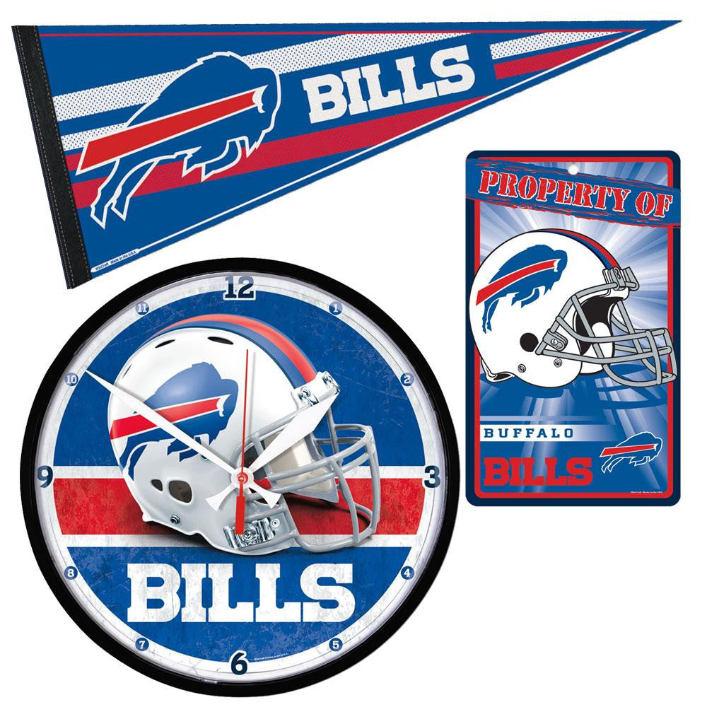 "Buffalo Bills NFL Ultimate Clock, Pennant and Wall Sign Gift Set"