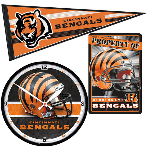 "Cincinnati Bengals NFL Ultimate Clock, Pennant and Wall Sign Gift Set"