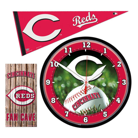 "Cincinnati Reds MLB Ultimate Clock, Pennant and Wall Sign Gift Set"