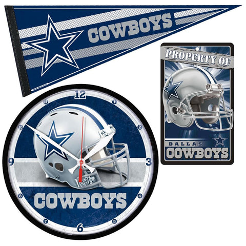 "Dallas Cowboys NFL Ultimate Clock, Pennant and Wall Sign Gift Set"