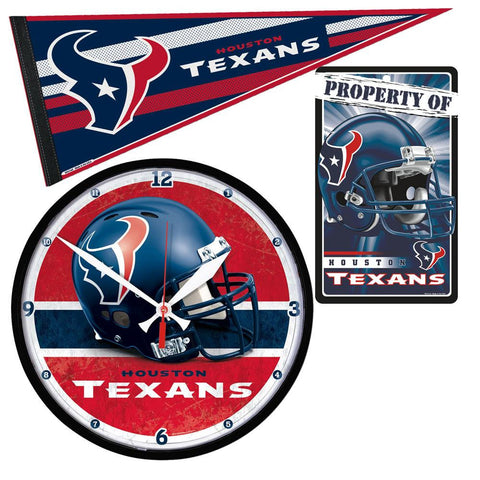 "Houston Texans NFL Ultimate Clock, Pennant and Wall Sign Gift Set"