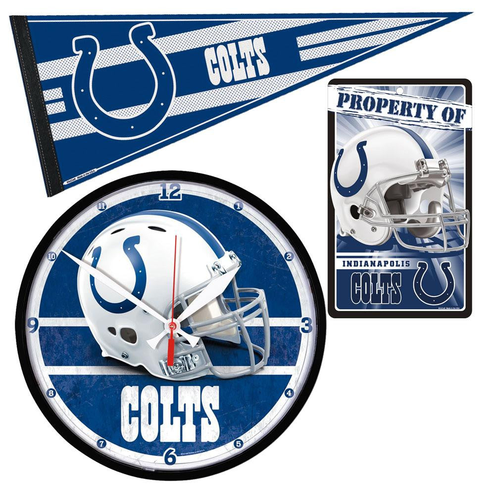 "Indianapolis Colts NFL Ultimate Clock, Pennant and Wall Sign Gift Set"