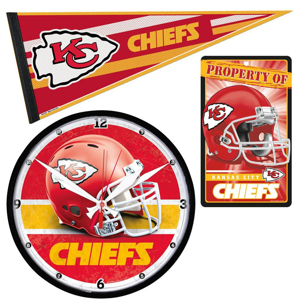 "Kansas City Chiefs NFL Ultimate Clock, Pennant and Wall Sign Gift Set"