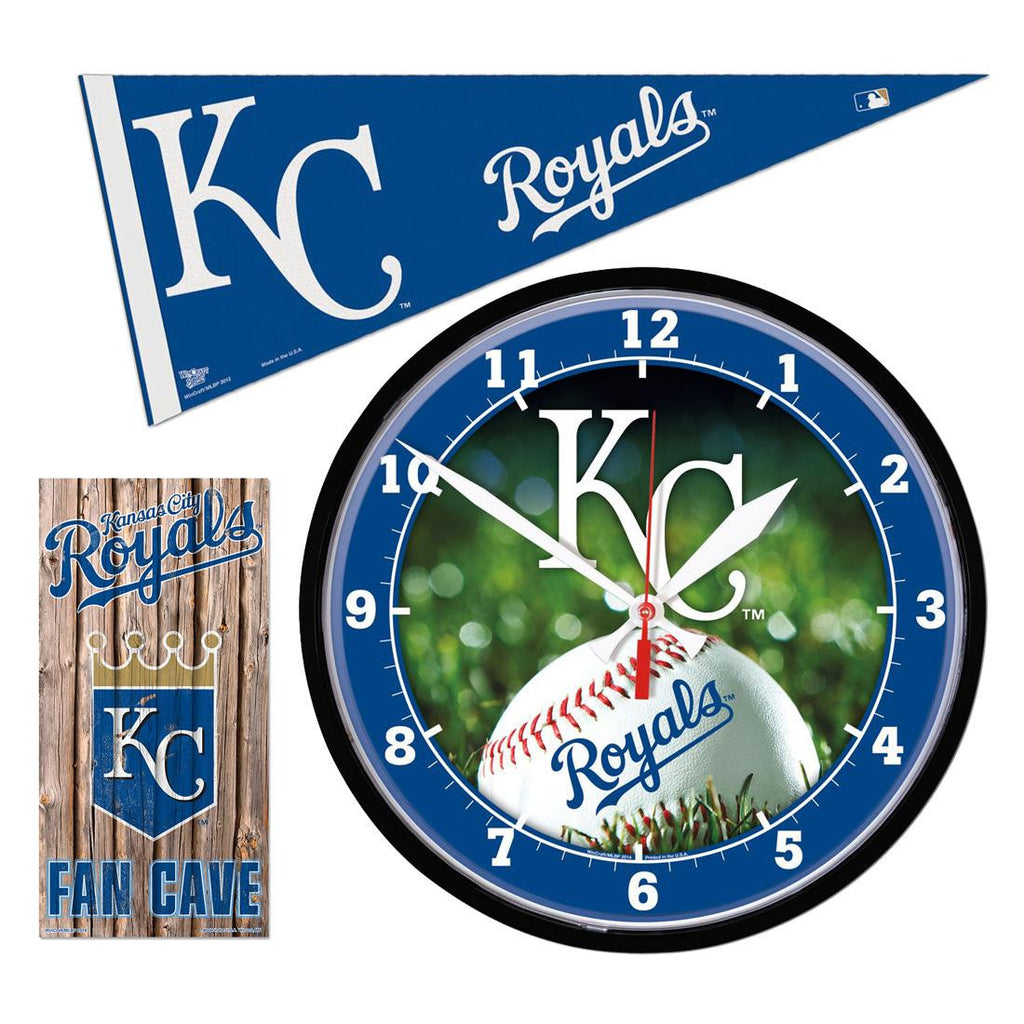 "Kansas City Royals MLB Ultimate Clock, Pennant and Wall Sign Gift Set"